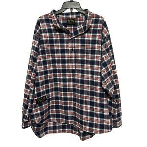 VTG Vermont Flannel Co. Shirt Blue Plaid Henley Button Up Mens Medium Hiking